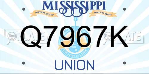 Q7967K Mississippi License Plate