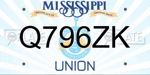 Q796ZK Mississippi License Plate