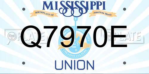 Q7970E Mississippi License Plate