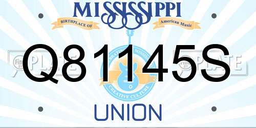 Q81145S Mississippi License Plate