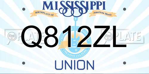 Q812ZL Mississippi License Plate