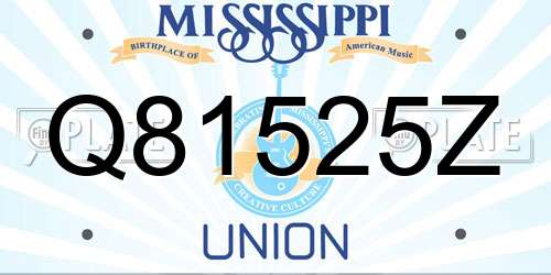 Q81525Z Mississippi License Plate