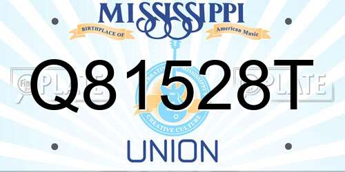 Q81528T Mississippi License Plate