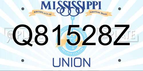 Q81528Z Mississippi License Plate