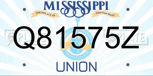Q81575Z Mississippi License Plate