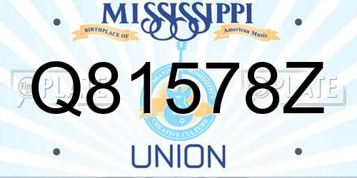 Q81578Z Mississippi License Plate
