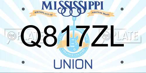 Q817ZL Mississippi License Plate