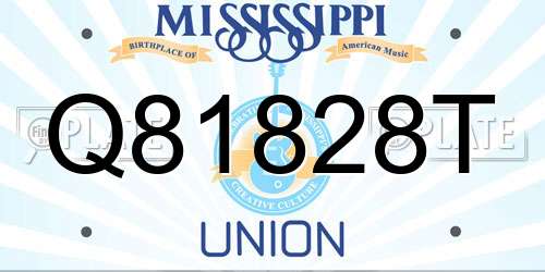 Q81828T Mississippi License Plate