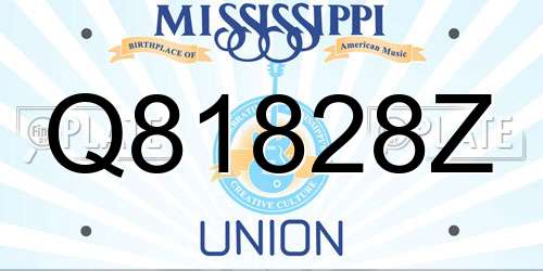 Q81828Z Mississippi License Plate