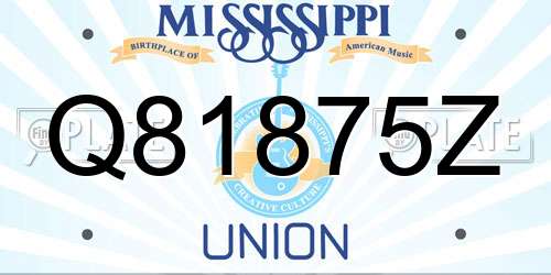 Q81875Z Mississippi License Plate