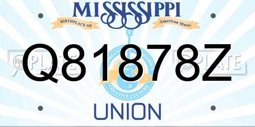 Q81878Z Mississippi License Plate