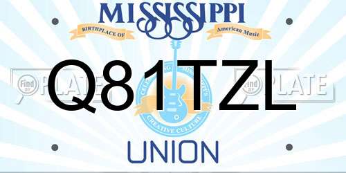 Q81TZL Mississippi License Plate
