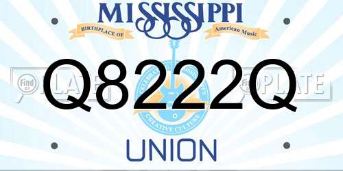 Q8222Q Mississippi License Plate