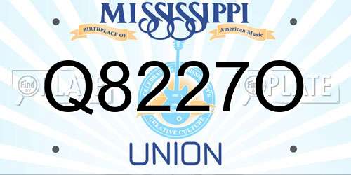 Q8227O Mississippi License Plate