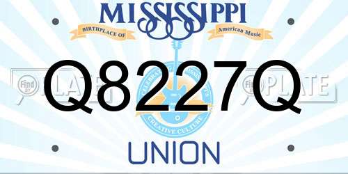 Q8227Q Mississippi License Plate