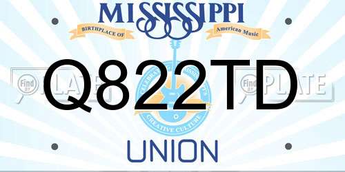 Q822TD Mississippi License Plate