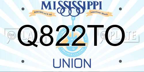 Q822TO Mississippi License Plate