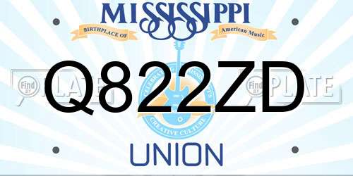 Q822ZD Mississippi License Plate
