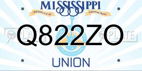 Q822ZO Mississippi License Plate