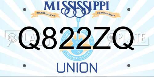 Q822ZQ Mississippi License Plate