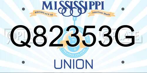 Q82353G Mississippi License Plate