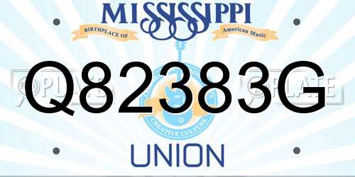 Q82383G Mississippi License Plate