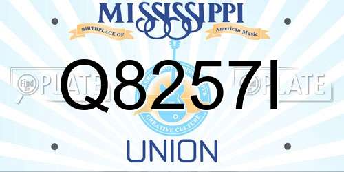 Q8257I Mississippi License Plate