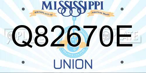 Q82670E Mississippi License Plate