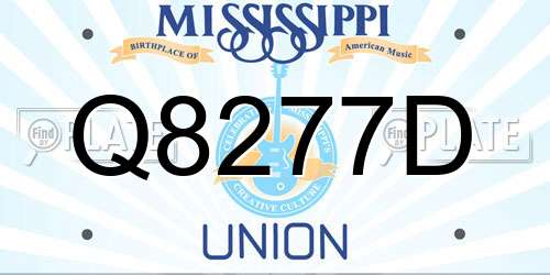 Q8277D Mississippi License Plate
