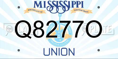 Q8277O Mississippi License Plate
