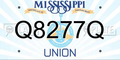 Q8277Q Mississippi License Plate