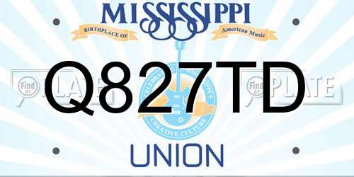 Q827TD Mississippi License Plate