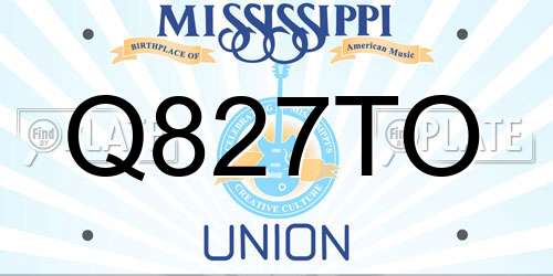 Q827TO Mississippi License Plate