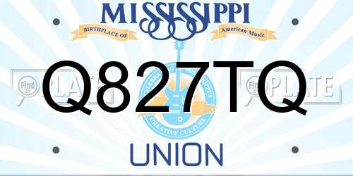 Q827TQ Mississippi License Plate