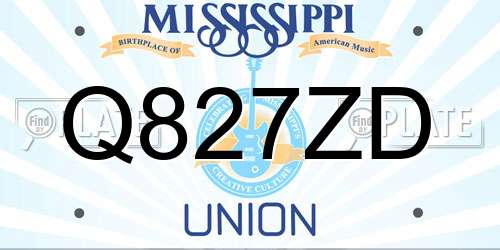 Q827ZD Mississippi License Plate