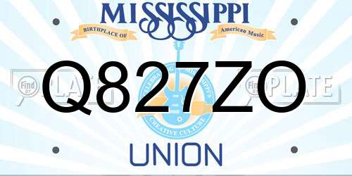 Q827ZO Mississippi License Plate