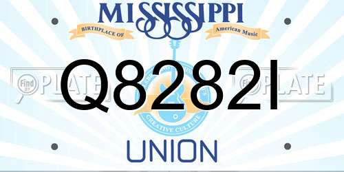 Q8282I Mississippi License Plate