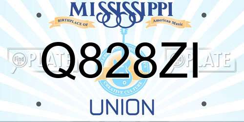 Q828ZI Mississippi License Plate
