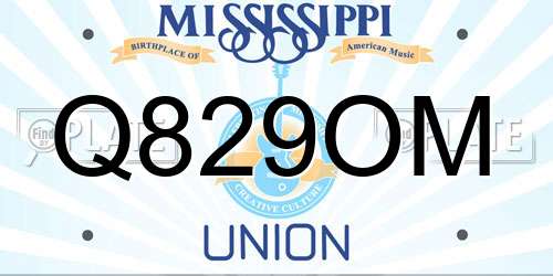 Q829OM Mississippi License Plate