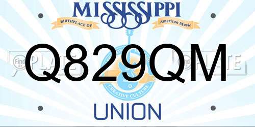 Q829QM Mississippi License Plate