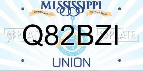 Q82BZI Mississippi License Plate