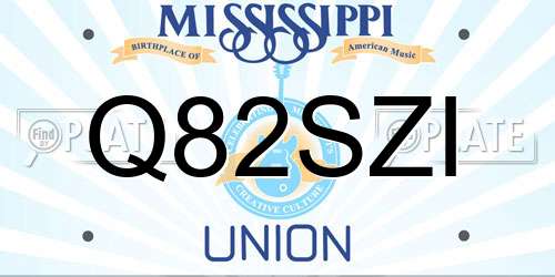 Q82SZI Mississippi License Plate