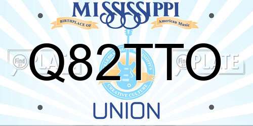 Q82TTO Mississippi License Plate
