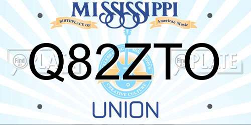 Q82ZTO Mississippi License Plate