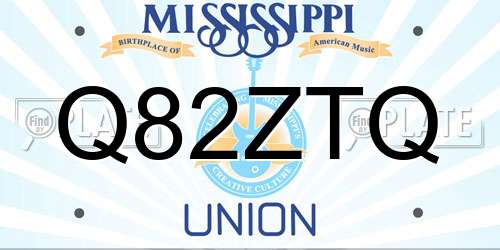 Q82ZTQ Mississippi License Plate