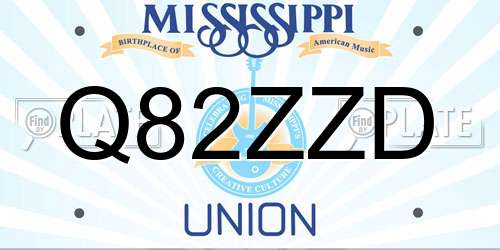 Q82ZZD Mississippi License Plate