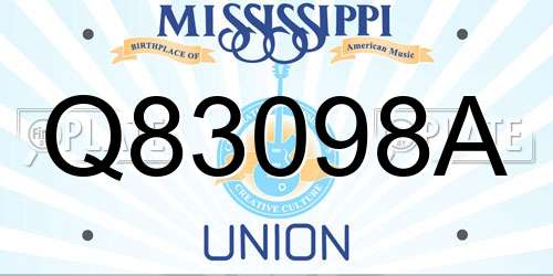 Q83098A Mississippi License Plate