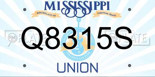 Q8315S Mississippi License Plate