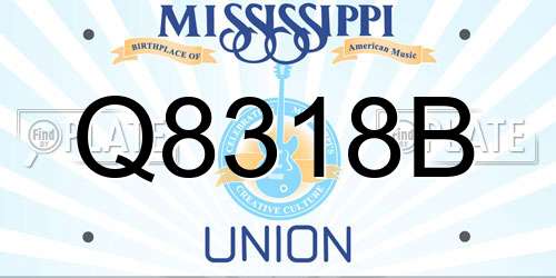 Q8318B Mississippi License Plate