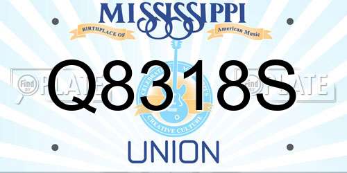 Q8318S Mississippi License Plate
